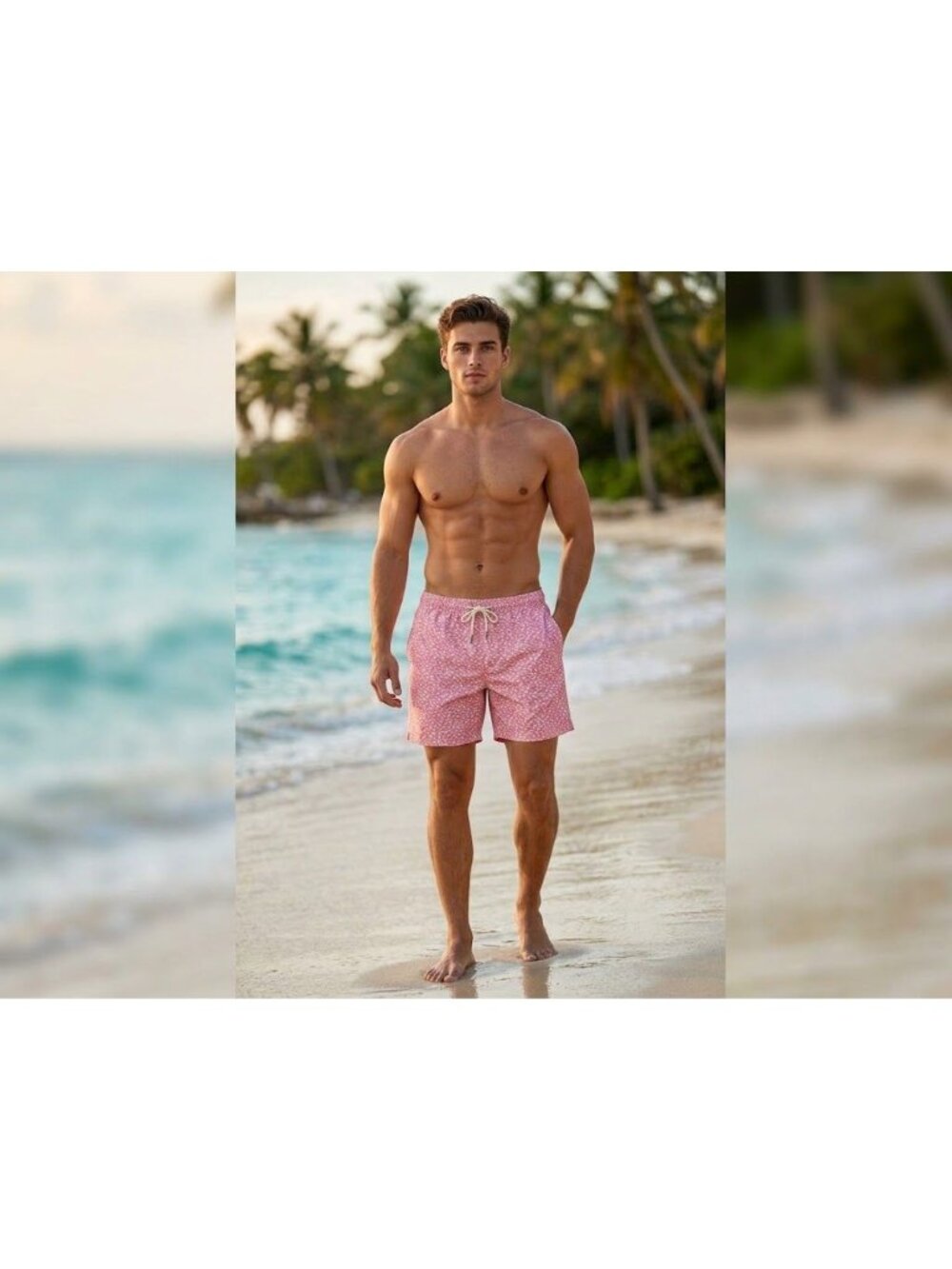 NWT Blue Wave Mens Size XXL Pink Shark Print Swim Trunks Bathing Suit Shorts